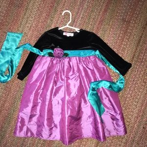 Party Dress purple, aqua and black, 4T